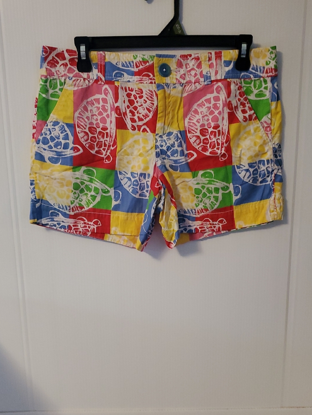 Lilly Pulitzer Callahan Shorts "Rollin Turtle" Patchwork Women's Size 4